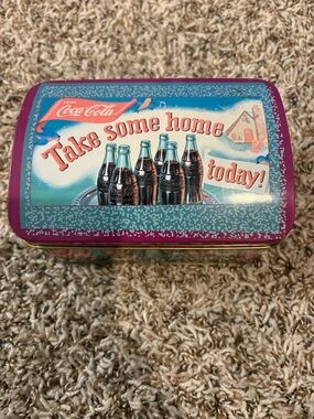 Coca Cola Vintage Style Purple & Teal Decorative Tin - 'Take Some Home Today'